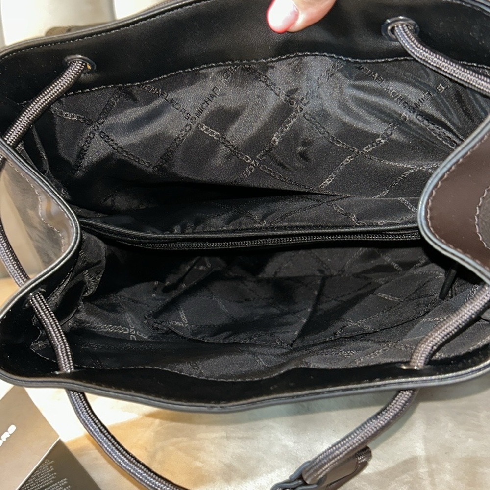 Michael Kors Chocolate Brown Hudson Pebbled Leather Men's Backpack NWT - Picture 9 of 16